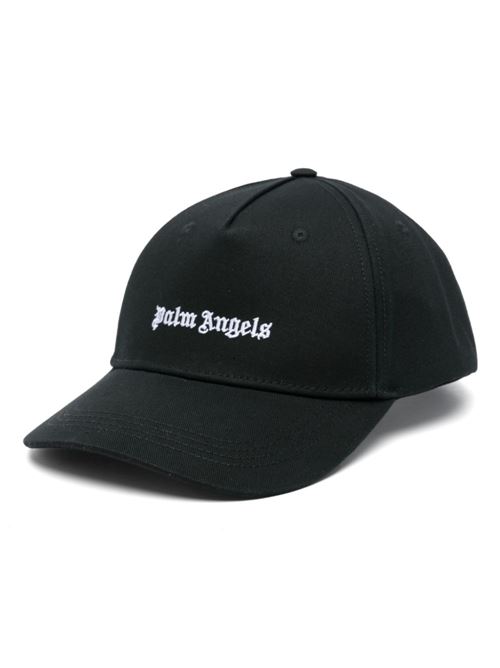 Cappello in cotone nero con logo ricamato PALM ANGELS | PMLB094C99FAB0011003